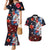 Hawaiian and Japanese Together Couples Matching Mermaid Dress and Hawaiian Shirt Hibiscus and Koi Fish Polynesian Pattern Colorful Style