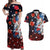 Hawaiian and Japanese Together Couples Matching Off Shoulder Maxi Dress and Hawaiian Shirt Hibiscus and Koi Fish Polynesian Pattern Colorful Style