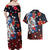 Hawaiian and Japanese Together Couples Matching Off Shoulder Maxi Dress and Hawaiian Shirt Hibiscus and Koi Fish Polynesian Pattern Colorful Style