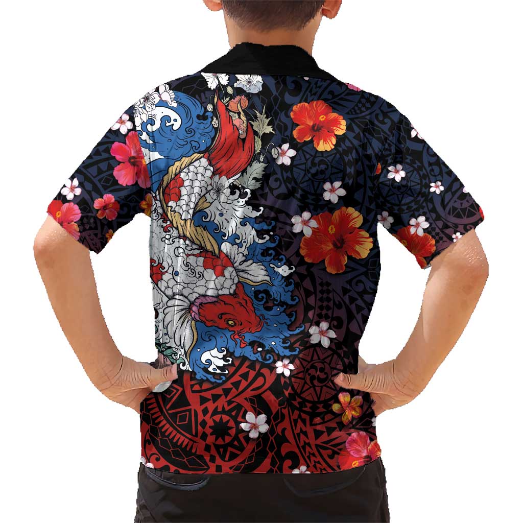 Hawaiian and Japanese Together Hawaiian Shirt Hibiscus and Koi Fish Polynesian Pattern Colorful Style LT03 - Polynesian Pride