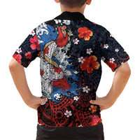 Hawaiian and Japanese Together Hawaiian Shirt Hibiscus and Koi Fish Polynesian Pattern Colorful Style LT03 - Polynesian Pride