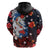 Hawaiian and Japanese Together Hoodie Hibiscus and Koi Fish Polynesian Pattern Colorful Style