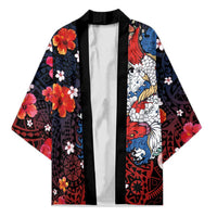Hawaiian and Japanese Together Kimono Hibiscus and Koi Fish Polynesian Pattern Colorful Style LT03 Unisex Red - Polynesian Pride