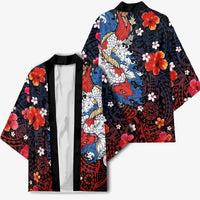 Hawaiian and Japanese Together Kimono Hibiscus and Koi Fish Polynesian Pattern Colorful Style LT03 - Polynesian Pride