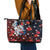 Hawaiian and Japanese Together Leather Tote Bag Hibiscus and Koi Fish Polynesian Pattern Colorful Style