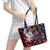 Hawaiian and Japanese Together Leather Tote Bag Hibiscus and Koi Fish Polynesian Pattern Colorful Style