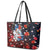 Hawaiian and Japanese Together Leather Tote Bag Hibiscus and Koi Fish Polynesian Pattern Colorful Style