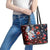 Hawaiian and Japanese Together Leather Tote Bag Hibiscus and Koi Fish Polynesian Pattern Colorful Style