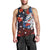 Hawaiian and Japanese Together Men Tank Top Hibiscus and Koi Fish Polynesian Pattern Colorful Style