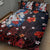 Hawaiian and Japanese Together Quilt Bed Set Hibiscus and Koi Fish Polynesian Pattern Colorful Style