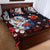 Hawaiian and Japanese Together Quilt Bed Set Hibiscus and Koi Fish Polynesian Pattern Colorful Style