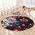 Hawaiian and Japanese Together Round Carpet Hibiscus and Koi Fish Polynesian Pattern Colorful Style