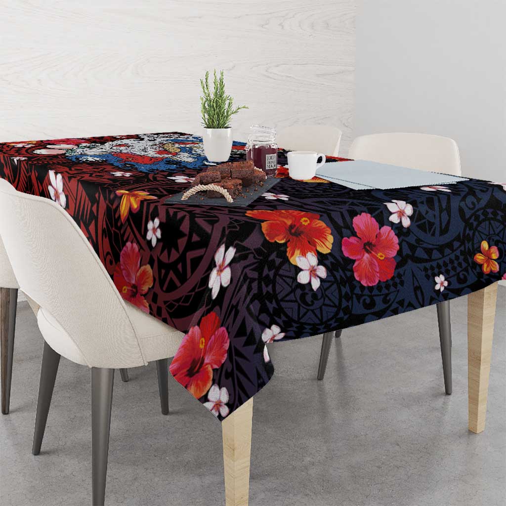 Hawaiian and Japanese Together Tablecloth Hibiscus and Koi Fish Polynesian Pattern Colorful Style LT03 - Polynesian Pride