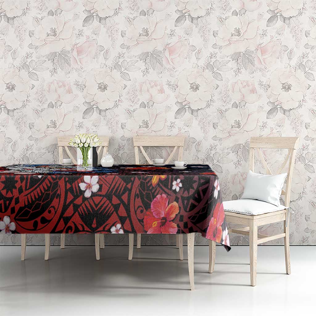 Hawaiian and Japanese Together Tablecloth Hibiscus and Koi Fish Polynesian Pattern Colorful Style LT03 - Polynesian Pride
