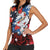 Hawaiian and Japanese Together Women Sleeveless Polo Shirt Hibiscus and Koi Fish Polynesian Pattern Colorful Style