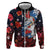 Hawaiian and Japanese Together Zip Hoodie Hibiscus and Koi Fish Polynesian Pattern Colorful Style