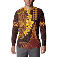 Hawaii Volcano Button Sweatshirt Polynesian and Kakau Pattern LT03 - Polynesian Pride