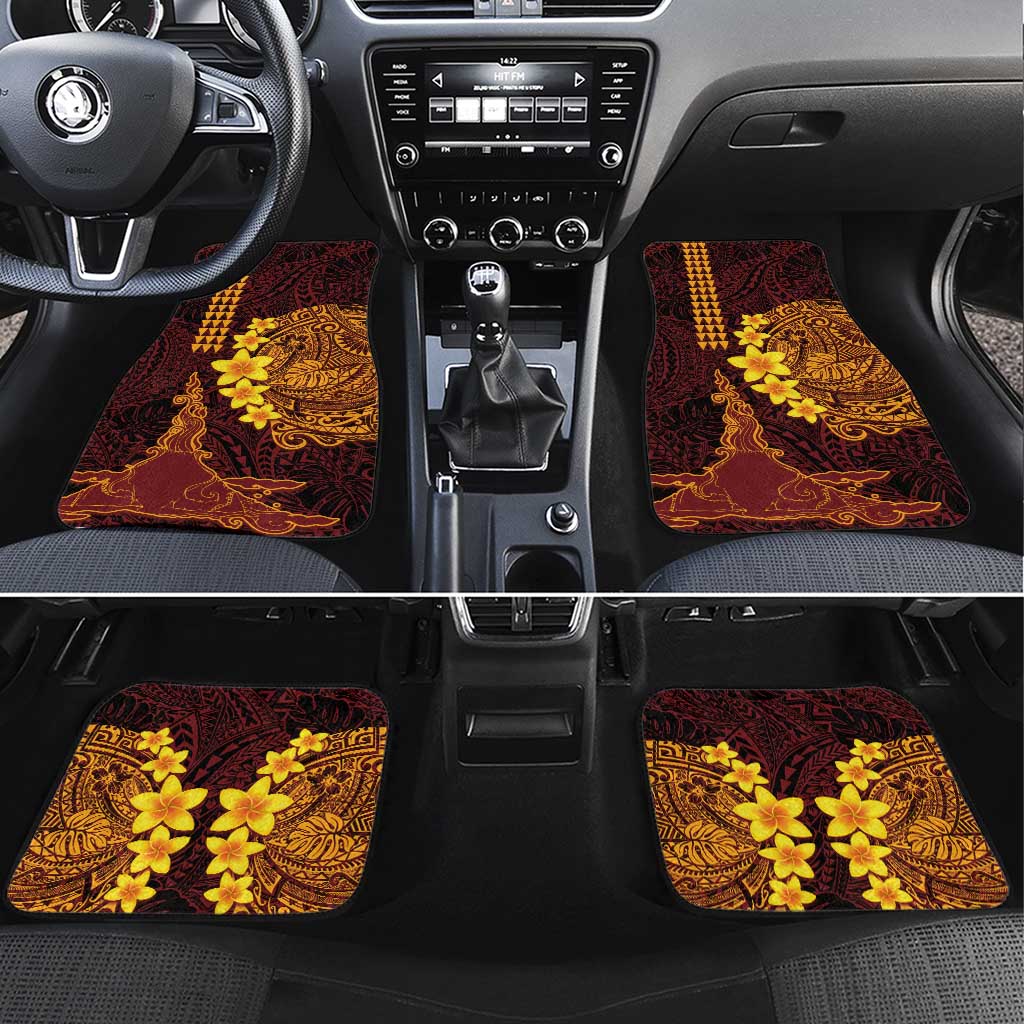 Hawaii Volcano Car Mats Polynesian and Kakau Pattern LT03 Set 4pcs Red - Polynesian Pride