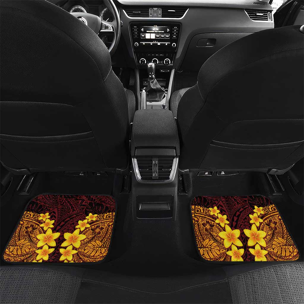 Hawaii Volcano Car Mats Polynesian and Kakau Pattern LT03 Set 2pcs - Back Red - Polynesian Pride