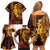 Hawaii Volcano Family Matching Off Shoulder Short Dress and Hawaiian Shirt Polynesian and Kakau Pattern