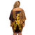 Hawaii Volcano Family Matching Off Shoulder Short Dress and Hawaiian Shirt Polynesian and Kakau Pattern