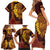 Hawaii Volcano Family Matching Short Sleeve Bodycon Dress and Hawaiian Shirt Polynesian and Kakau Pattern