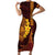 Hawaii Volcano Family Matching Short Sleeve Bodycon Dress and Hawaiian Shirt Polynesian and Kakau Pattern