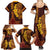 Hawaii Volcano Family Matching Summer Maxi Dress and Hawaiian Shirt Polynesian and Kakau Pattern