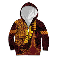 Hawaii Volcano Kid Hoodie Polynesian and Kakau Pattern LT03 Zip Hoodie Red - Polynesian Pride