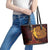 Hawaii Volcano Leather Tote Bag Polynesian and Kakau Pattern