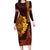 Hawaii Volcano Long Sleeve Bodycon Dress Polynesian and Kakau Pattern