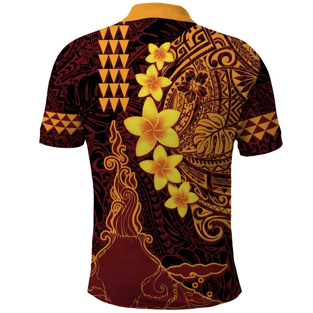 Hawaii Volcano Polo Shirt Polynesian and Kakau Pattern LT03 - Polynesian Pride