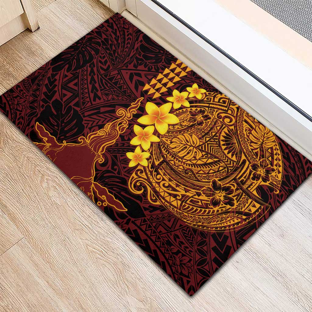 Hawaii Volcano Rubber Doormat Polynesian and Kakau Pattern LT03 - Polynesian Pride