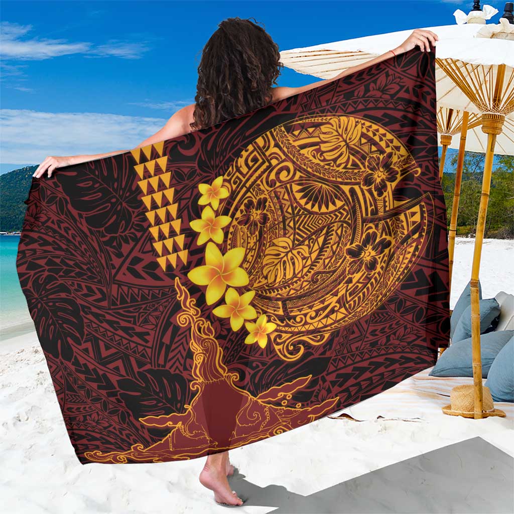 Hawaii Volcano Sarong Polynesian and Kakau Pattern LT03 One Size 44 x 66 inches Red - Polynesian Pride