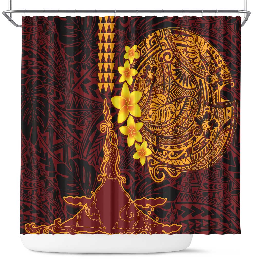 Hawaii Volcano Shower Curtain Polynesian and Kakau Pattern