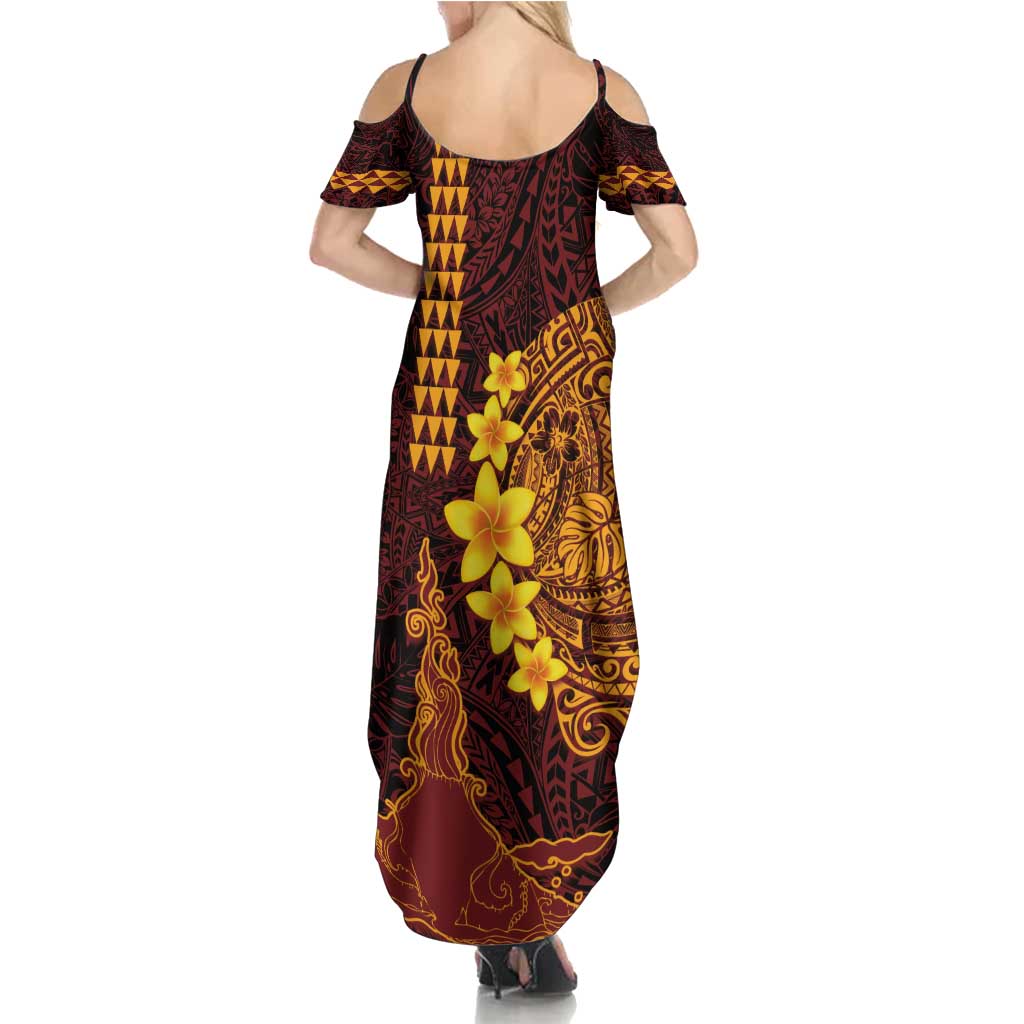 Hawaii Volcano Summer Maxi Dress Polynesian and Kakau Pattern LT03 - Polynesian Pride