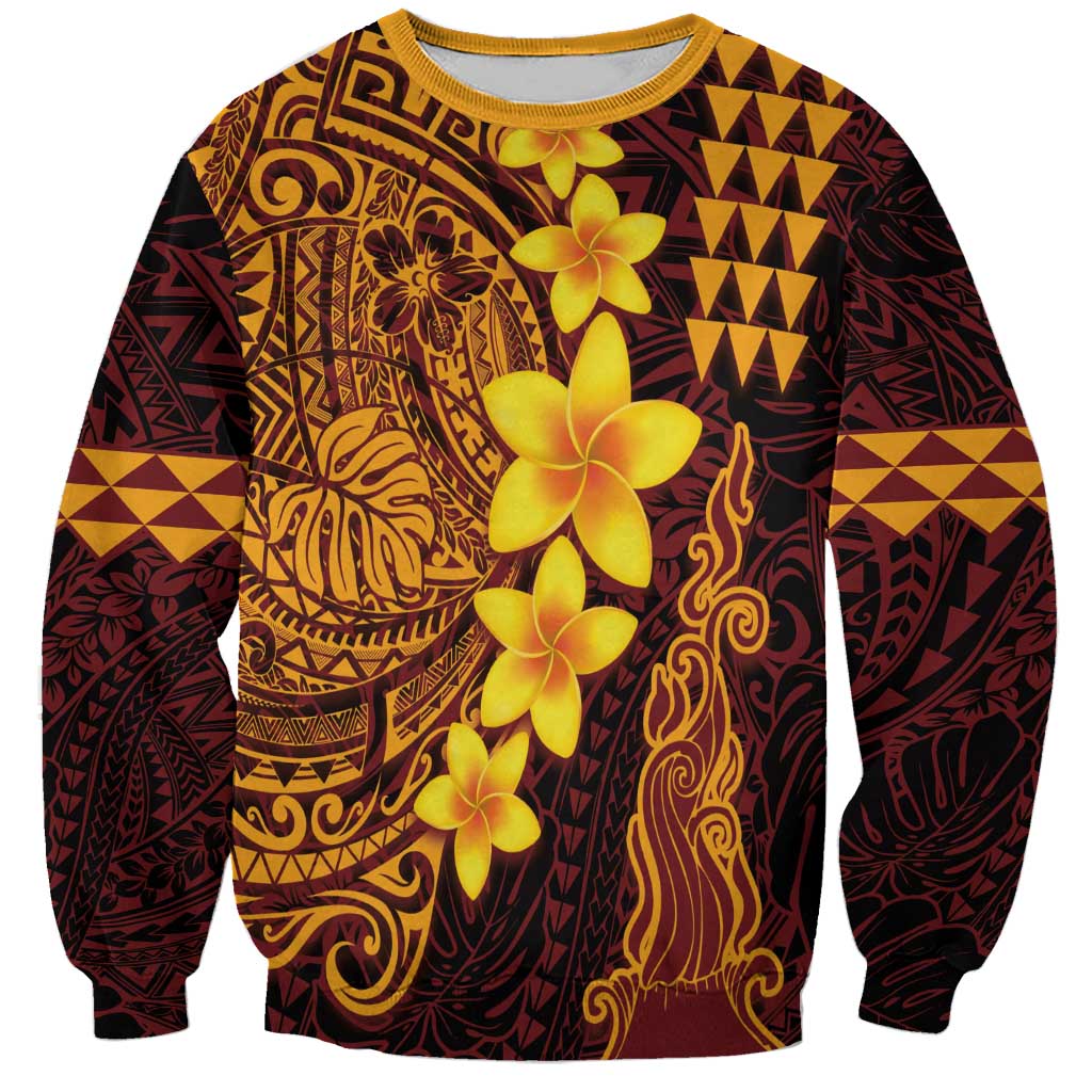 Hawaii Volcano Sweatshirt Polynesian and Kakau Pattern LT03 Unisex Red - Polynesian Pride