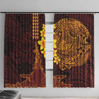 Hawaii Volcano Window Curtain Polynesian and Kakau Pattern LT03 With Hooks Red - Polynesian Pride