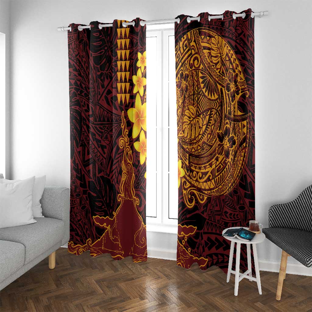 Hawaii Volcano Window Curtain Polynesian and Kakau Pattern LT03 With Grommets Red - Polynesian Pride
