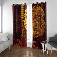 Hawaii Volcano Window Curtain Polynesian and Kakau Pattern LT03 With Grommets Red - Polynesian Pride