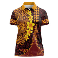 Hawaii Volcano Women Polo Shirt Polynesian and Kakau Pattern LT03 Female Red - Polynesian Pride