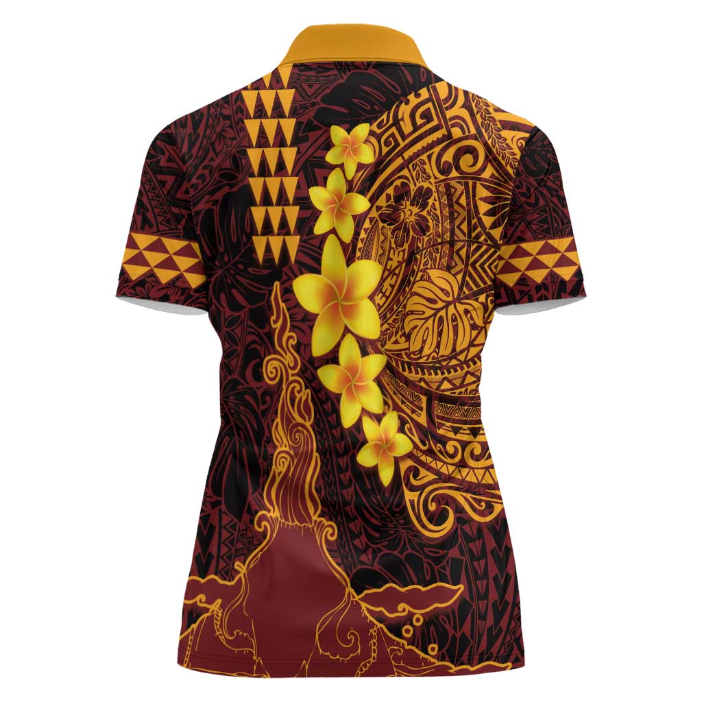 Hawaii Volcano Women Polo Shirt Polynesian and Kakau Pattern LT03 - Polynesian Pride
