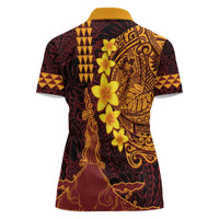 Hawaii Volcano Women Polo Shirt Polynesian and Kakau Pattern LT03 - Polynesian Pride