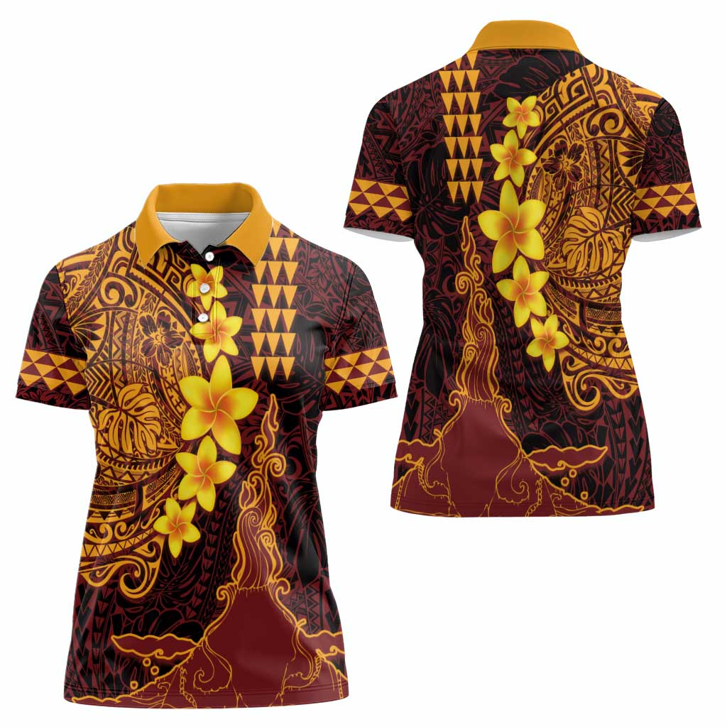 Hawaii Volcano Women Polo Shirt Polynesian and Kakau Pattern LT03 - Polynesian Pride