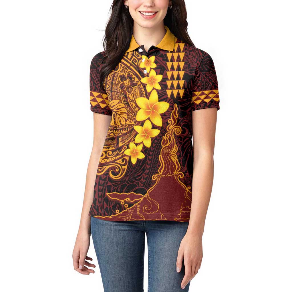 Hawaii Volcano Women Polo Shirt Polynesian and Kakau Pattern LT03 - Polynesian Pride