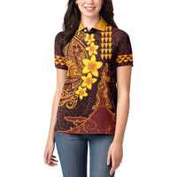 Hawaii Volcano Women Polo Shirt Polynesian and Kakau Pattern LT03 - Polynesian Pride