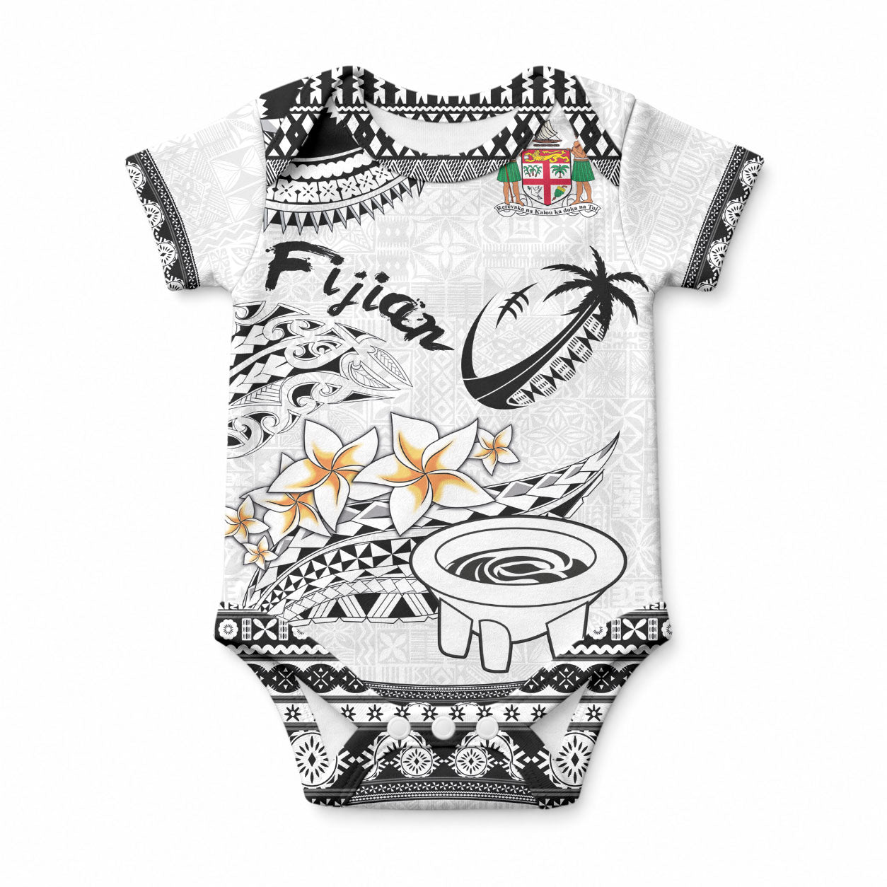 Fijian Traditional Culture Baby Onesie Tapa Tribal Tattoos LT03 White - Polynesian Pride