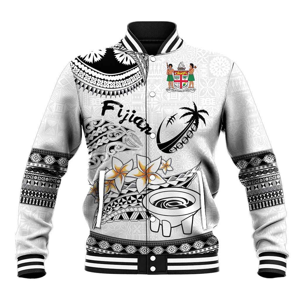 Fijian Traditional Culture Baseball Jacket Tapa Tribal Tattoos LT03 Unisex White - Polynesian Pride