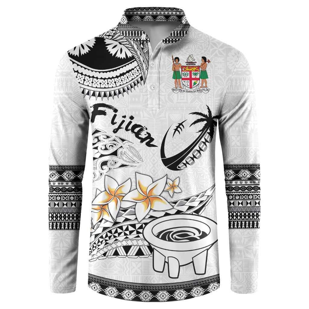 Fijian Traditional Culture Button Sweatshirt Tapa Tribal Tattoos LT03 White - Polynesian Pride