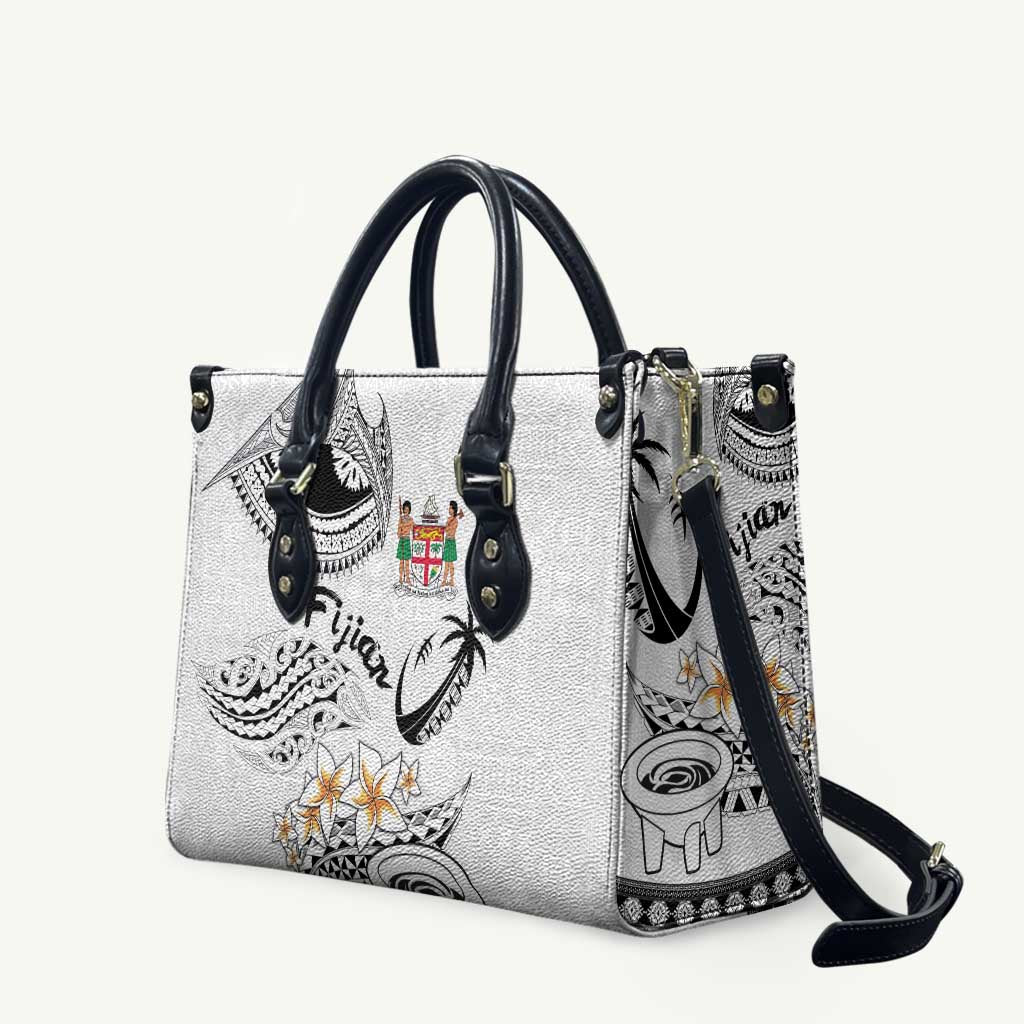 Fijian Traditional Culture Leather Bag Tapa Tribal Tattoos LT03 White - Polynesian Pride